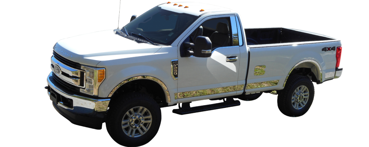 Ford F-250 & F-350 Super Duty 2017-2020, 2-door, 4-door, Pickup Truck,  Regular Cab, 8' Bed (1 piece Stainless Steel Tailgate Accent Trim 2