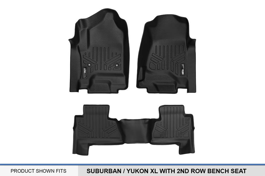 YUKON XL Black Full set of Floor Mats and Cargo Liner for 2015-2019 SUBURBAN