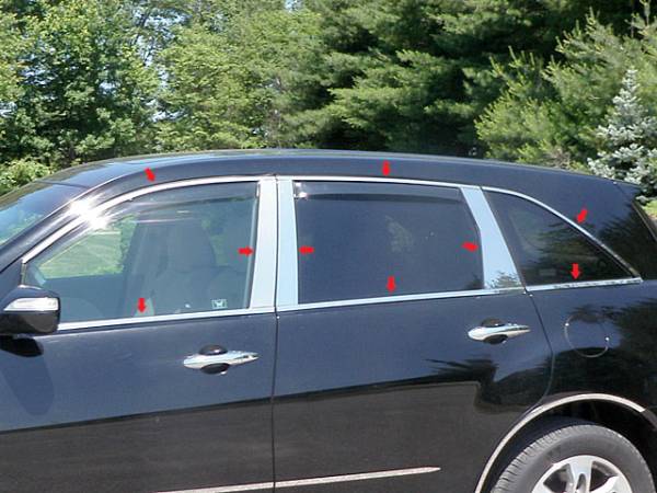 QAA - Acura MDX 2007-2013, 4-door, SUV (18 piece Stainless Steel Window Trim Package Includes Upper Trim, Pillar Posts and Window Sills - FULL Package ) WP27297 QAA