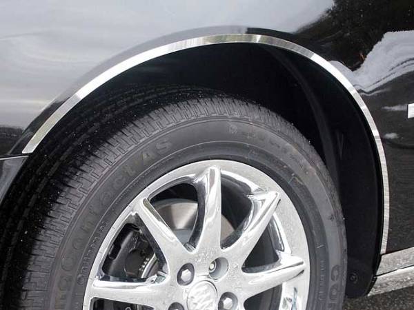 QAA - Buick Lucerne 2006-2011, 4-door, Sedan (4 piece Stainless Steel Wheel Well Accent Trim 0.875" Width, cut to fit with Rocker kit sold separately With 3M adhesive installation and black rubber gasket edging.) WQ46552 QAA