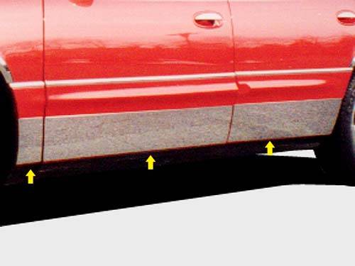 QAA - Buick Park Avenue 1997-2005, 4-door, Sedan (6 piece Stainless Steel Rocker Panel Trim, Full Kit 7.25" - 7.5625" tapered Width Spans from the bottom of the molding to the bottom of the door.) TH37580 QAA