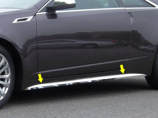 QAA - Cadillac CTS Coupe 2011-2014, 2-door, Coupe (4 piece Stainless Steel Rocker Panel Trim, On the rocker 2.25" Width Installs below the door.) TH50254 QAA