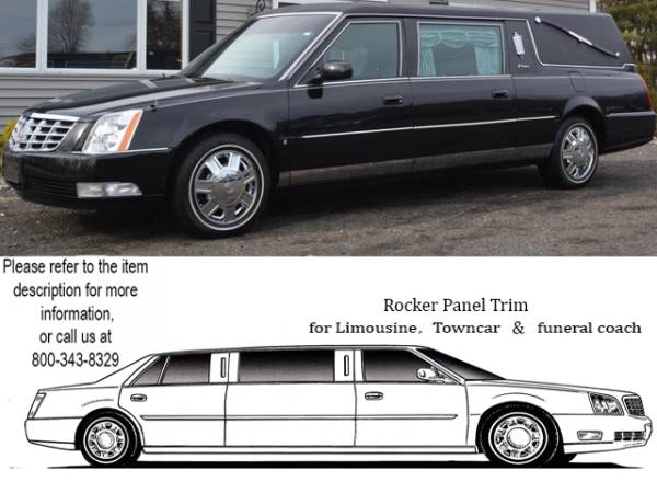 QAA - Cadillac DTS 2006-2011, Eagle Hearse (12 piece Stainless Steel Rocker Panel Trim, Lower Kit 4.5" Width, Full Length, Includes coverage from the wheel well to the bumper on the front and rear Spans from the bottom of the door UP to the specified width.) TH