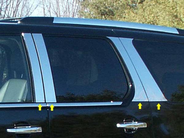 QAA - Cadillac Escalade 2007-2014, 4-door, SUV, Does NOT fit EXT OR ESV (8 piece Stainless Steel Pillar Post Trim ) PP47257 QAA