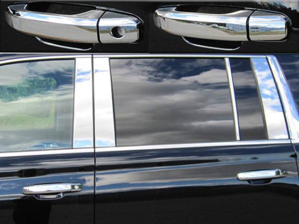 QAA - Cadillac Escalade 2015-2020, 4-door, SUV (8 piece Chrome Plated ABS plastic Door Handle Cover Kit Does NOT include passenger key access ) DH54195 QAA