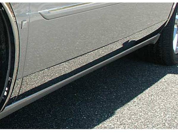 QAA - Cadillac DeVille 2000-2005, 4-door, Sedan (12 piece Stainless Steel Rocker Panel Trim, Lower Kit 4.5" Width, Full Length, Includes coverage from the wheel well to the bumper on the front and rear Spans from the bottom of the door UP to the specified width
