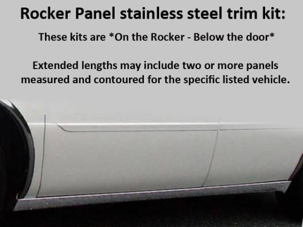 QAA - Cadillac DeVille 2000-2005, Limousine, 46" Stretch (6 piece Stainless Steel Rocker Panel Trim, On the rocker 2.25" Width, 46" extension Installs below the door.) TH40256 QAA
