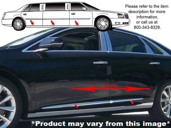 QAA - Cadillac XTS 2013-2019, Limousine, 44" Stretch (6 piece Stainless Steel Rocker Panel Trim, On the rocker 3.375" Width Installs below the door.) TH53240 QAA