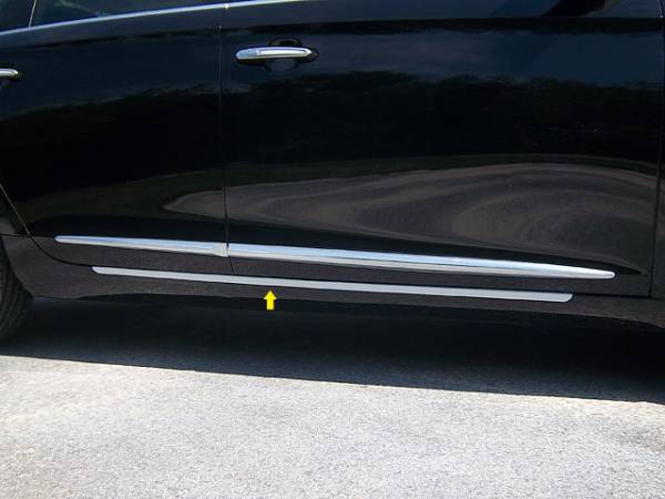 QAA - Cadillac XTS 2013-2019, 4-door, Sedan (2 piece Stainless Steel Rocker Panel Trim, On the rocker 1.25" Width Installs below the door.) TH53248 QAA