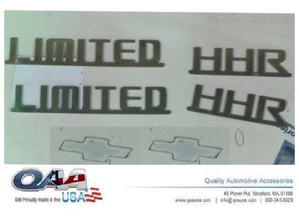QAA - Chevrolet HHR 2006-2011, 4-door, Wagon (6 piece Stainless Steel "HHR LIMITED" Logo Decal with bowtie Emblem Linked letters "HHR" and "LIMITED", Set of Two ) SGR46140 QAA