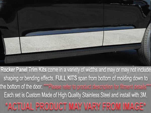 QAA - Chevrolet Lumina Van 1990-1996, 4-door, Minivan (9 piece Stainless Steel Rocker Panel Trim, Full Kit 7.5" Width, Includes coverage between the wheel wells only Spans from the bottom of the molding to the bottom of the door.) TH30172 QAA