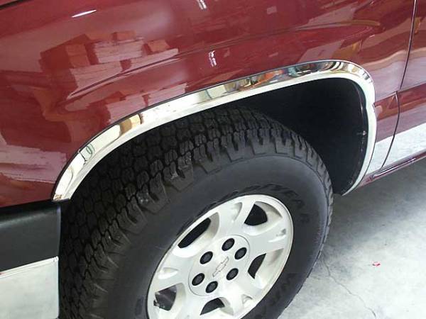 QAA - Chevrolet Suburban 2000-2006, 4-door, SUV (4 piece Molded Stainless Steel Wheel Well Fender Trim Molding 1.75" Width Clip on or screw in installation, Lock Tab and screws, hardware included.) WZ39181-L QAA