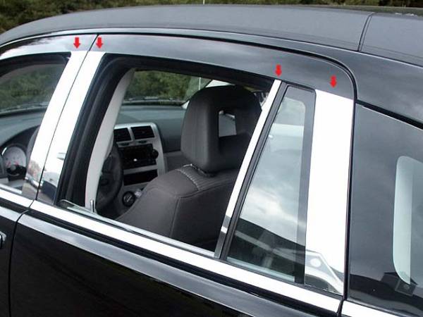 QAA - Dodge Caliber 2007-2012, 4-door, Hatchback (8 piece Stainless Steel Pillar Post Trim ) PP47952 QAA