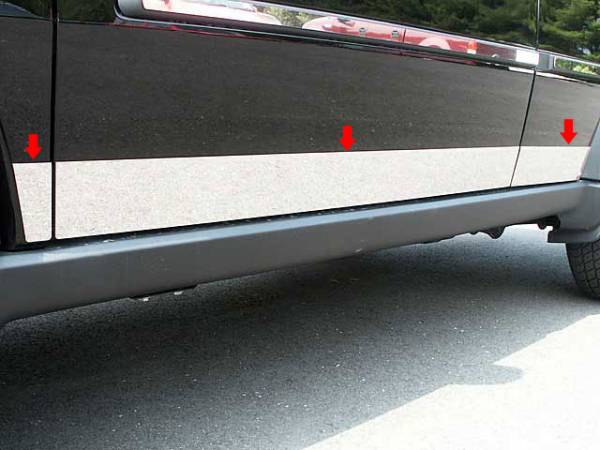 QAA - Dodge Nitro 2007-2011, 4-door, SUV (6 piece Stainless Steel Rocker Panel Trim, Lower Kit 3.75" Width Spans from the bottom of the door UP to the specified width.) TH47940 QAA