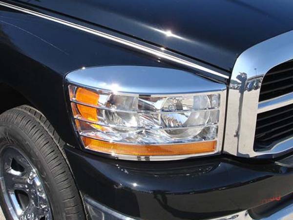 QAA - Dodge Ram 2006-2008, 2-door, 4-door, Pickup Truck (2 piece Chrome Plated ABS plastic Headlight Bezel, ABS/Chrome ) HLB46935 QAA