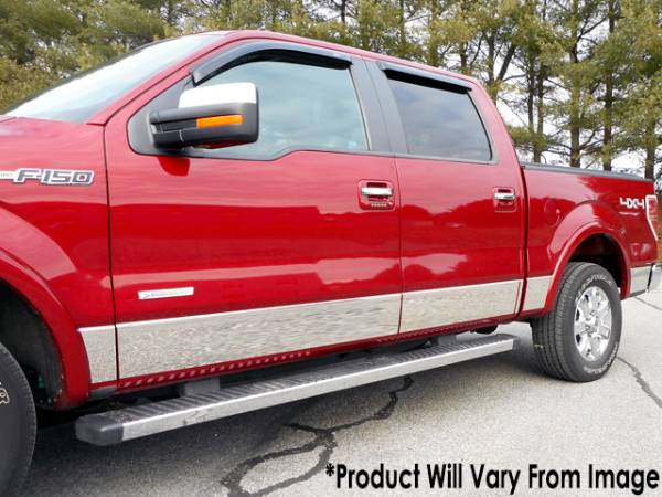 QAA - Ford F-150 2009-2014, 4-door, Pickup Truck, Crew Cab, 6.5' bed, w/ Flares, Special Platinum Edition ONLY (12 piece Stainless Steel Rocker Panel Trim, Lower Kit 6" Width Spans from the bottom of the door UP to the specified width.) TH49656 QAA