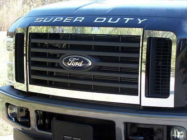 QAA - Ford F-250 & F-350 Super Duty 2008-2008, 2-door, 4-door, Pickup Truck (6 piece Stainless Steel Front Grille Accent Trim Surround Package ) SG48320 QAA