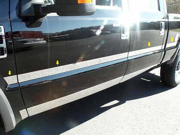 QAA - Ford F-250 & F-350 Super Duty 2008-2010, 2-door, Pickup Truck, Regular Cab, Long Bed (8 piece Stainless Steel Body Molding Insert Trim Kit 2.25" Width Includes pieces between the wheel wells only.) MI48320 QAA