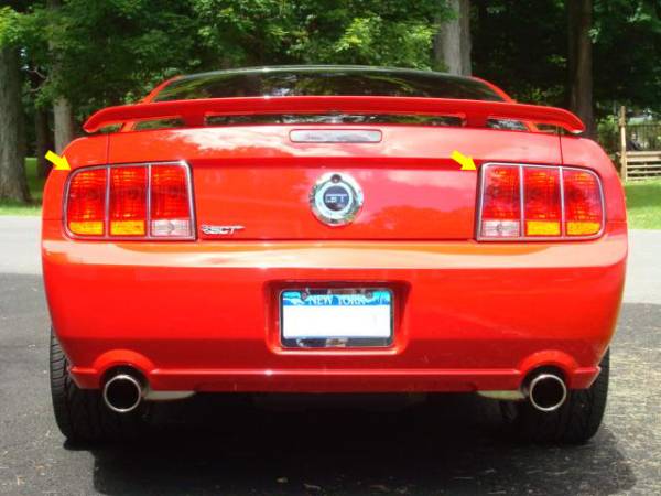 QAA - Ford Mustang 2005-2006, 2-door, Coupe, Convertible (2 piece Stainless Steel Tail Light Ring Accent Trim 8.625" Width ) TR45351 QAA