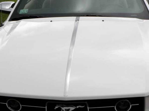 QAA - Ford Mustang 2005-2009, 2-door, Coupe, Convertible (1 piece Stainless Steel Hood Accent Trim 1" - 1.5" tapered Width ) HT45351 QAA