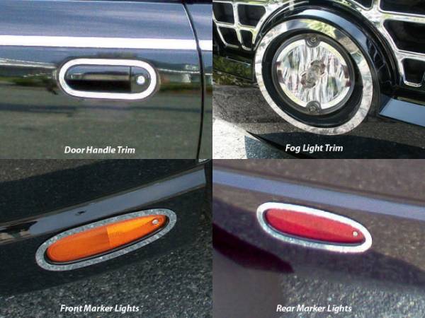 QAA - Ford Thunderbird 2002-2006, 2-door, Coupe, Convertible (8 piece Stainless Steel Accent Trim Surround ring package Includes Door Handles, Fog Lights, Front and Rear Marker Lights ) ML43670 QAA