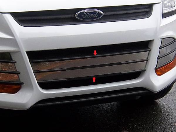 QAA - Ford Escape 2013-2016, 4-door, SUV (2 piece Stainless Steel Front Grille Accent Trim Overlay Package, Center pieces with Adhesive Promoter ) SG53361 QAA