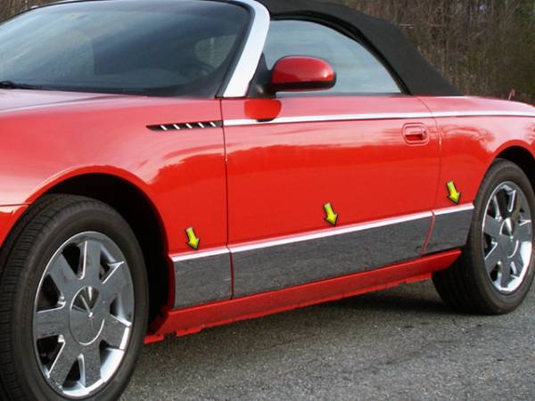 QAA - Ford Thunderbird 2002-2006, 2-door, Coupe, Convertible (6 piece Stainless Steel Rocker Panel Trim, Lower Kit 7.375" Width Spans from the bottom of the door UP to the specified width.) TH43670 QAA