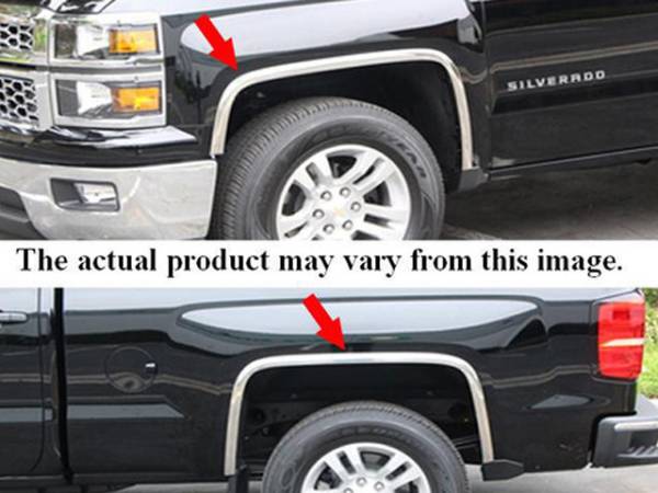 QAA - GMC Canyon 2004-2012, 2-door, 4-door, Pickup Truck (4 piece Molded Stainless Steel Wheel Well Fender Trim Molding With Fender Flares Clip on or screw in installation, Lock Tab and screws, hardware included.) WZ44150 QAA