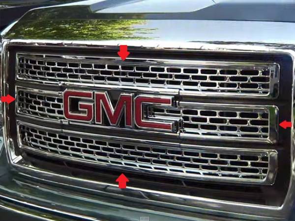 QAA - GMC Sierra 2014-2015, 2-door, 4-door, Pickup Truck (4 piece Chrome Plated ABS plastic Grill Overlay ) SGC54281 QAA