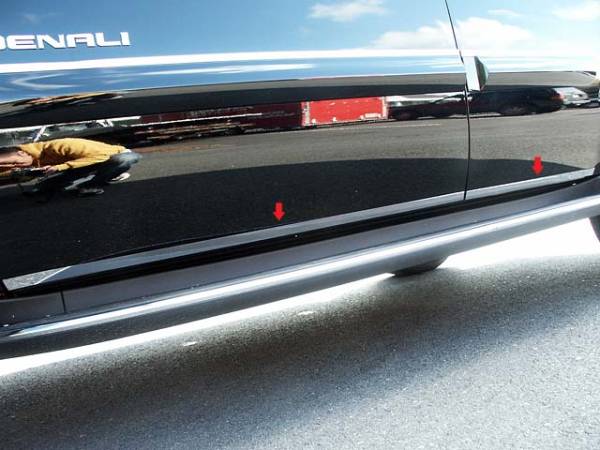 QAA - GMC Yukon 2007-2014, 4-door, SUV (4 piece Stainless Steel Rocker Panel Trim, Lower Kit 1" Width On the doors Only, spans from the bottom of the door UP to the specified width.) TH47196 QAA