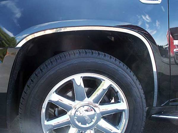 QAA - GMC Yukon 2007-2014, 4-door, SUV (6 piece Stainless Steel Wheel Well Accent Trim With 3M adhesive installation and black rubber gasket edging.) WQ47295 QAA