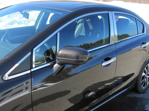 QAA - Honda Civic 2012-2015, 4-door, Sedan (20 piece Stainless Steel Window Trim Package Includes 8 piece Upper Trim, 8 piece Pillar Posts and 4 piece Window Sills - FULL Package ) WP12214 QAA