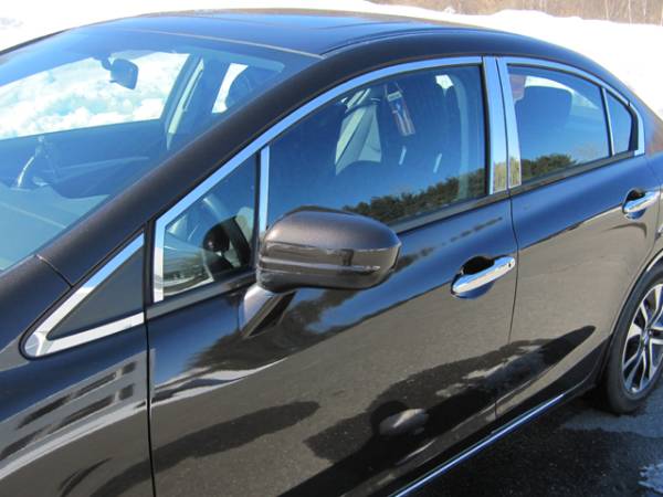 QAA - Honda Civic 2012-2015, 4-door, Sedan (16 piece Stainless Steel Window Trim Package Includes 8 piece Upper Trim and 8 piece Pillar Posts, NO Window Sills ) WP12215 QAA