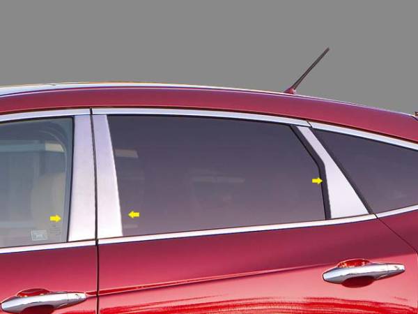 QAA - Honda Crosstour 2010-2015, 4-door, Crossover SUV (6 piece Stainless Steel Pillar Post Trim ) PP10284 QAA