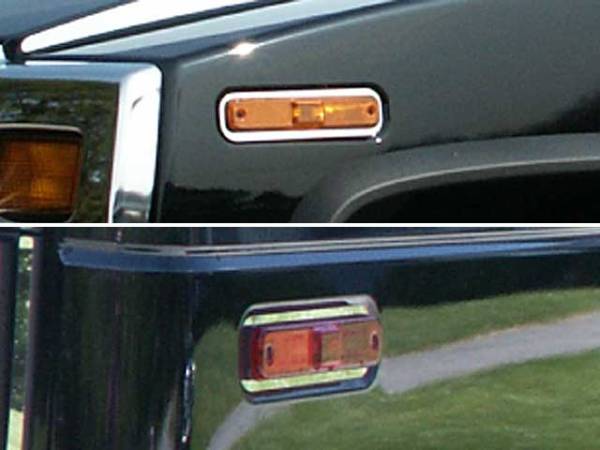 QAA - Hummer H2 2003-2007, 4-door, SUV (4 piece Stainless Steel Marker Light Trim Ring set Note: Must remove marker lights to install accent trim, then put marker lights back onto the vehicle.) HV43024 QAA