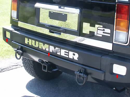 QAA - Hummer H2 2003-2009, 4-door, SUV (8 piece Stainless Steel Letter Insert Graphics "HUMMER" Rear Bumper Letters and two Accent pieces ) HV43001 QAA