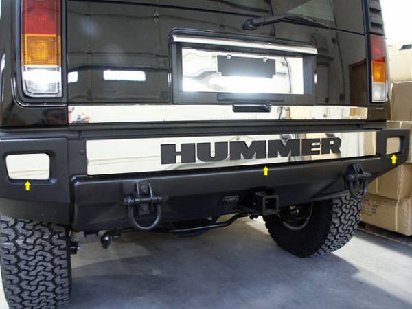 QAA - Hummer H2 2003-2009, 4-door, SUV (3 piece Stainless Steel Rear Bumper Trim Includes Cut Out for HUMMER logo ) HV43012 QAA