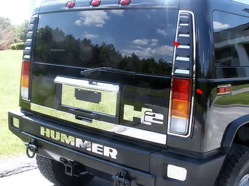 QAA - Hummer H2 2003-2009, 4-door, SUV (14 piece Stainless Steel Tail Light Ring Package ) HV43016 QAA