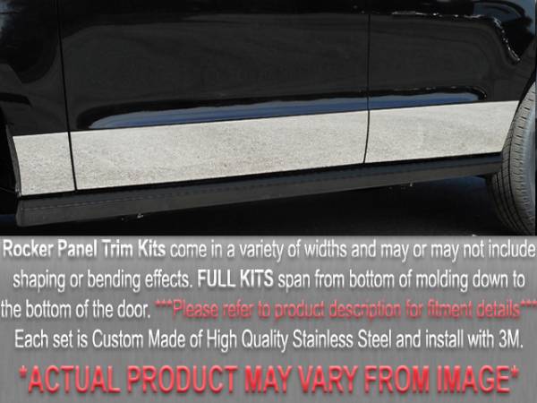 QAA - Hyundai Accent 1995-1999, 2-door, Subcompact Car (8 piece Stainless Steel Rocker Panel Trim, Full Kit 5.5" - 7.25" tapered Width Spans from the bottom of the molding to the bottom of the door.) TH95330 QAA