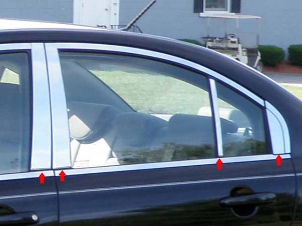 QAA - Hyundai Accent 2006-2011, 4-door, Sedan (8 piece Stainless Steel Pillar Post Trim ) PP27367 QAA