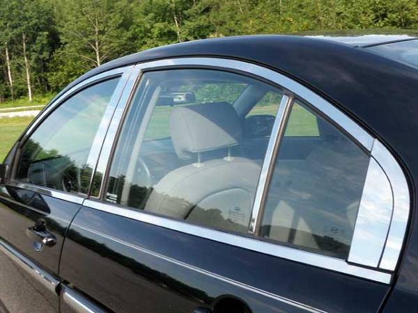 QAA - Hyundai Accent 2006-2011, 4-door, Sedan (18 piece Stainless Steel Window Trim Package Includes Upper Trim, Pillar Posts and Window Sills - FULL Package ) WP27365 QAA