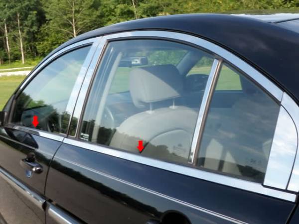 QAA - Hyundai Accent 2006-2011, 4-door, Sedan (4 piece Stainless Steel Window Sill Trim Set ) WS27365 QAA