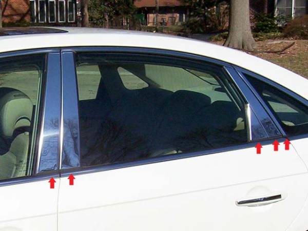 QAA - Hyundai Azera 2006-2011, 4-door, Sedan (10 piece Stainless Steel Pillar Post Trim ) PP26358 QAA