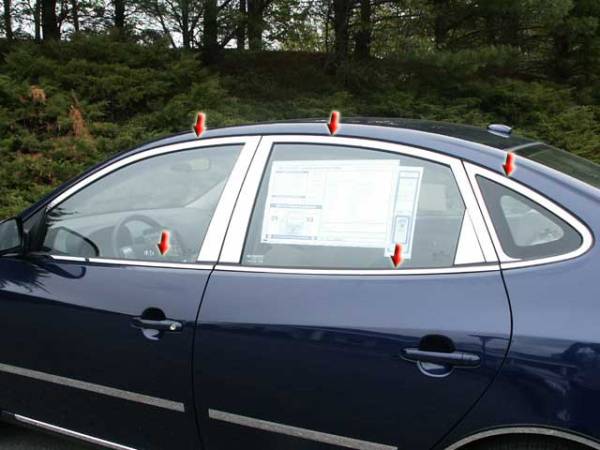 QAA - Hyundai Elantra 2007-2010, 4-door, Sedan (10 piece Stainless Steel Window Trim Package Includes Upper Trim and window sills, NO Pillar Posts ) WP27341 QAA