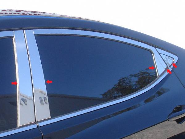 QAA - Hyundai Elantra 2011-2013, 4-door, Sedan (10 piece Stainless Steel Pillar Post Trim ) PP11343 QAA