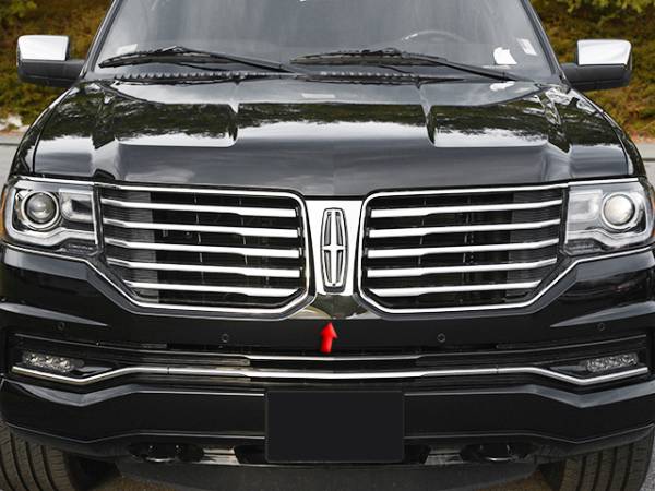 QAA - Lincoln Navigator 2015-2017, 4-door, SUV (1 piece Stainless Steel Front Grille Accent Trim Logo Surround ) SG55655 QAA