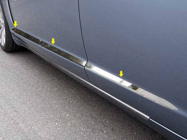 QAA - Jaguar XF 2009-2015, 4-door, Sedan (6 piece Stainless Steel Rocker Panel Trim, Insert Kit 1.5" - 0.75" tapered Width Side Molding.) TH29099 QAA