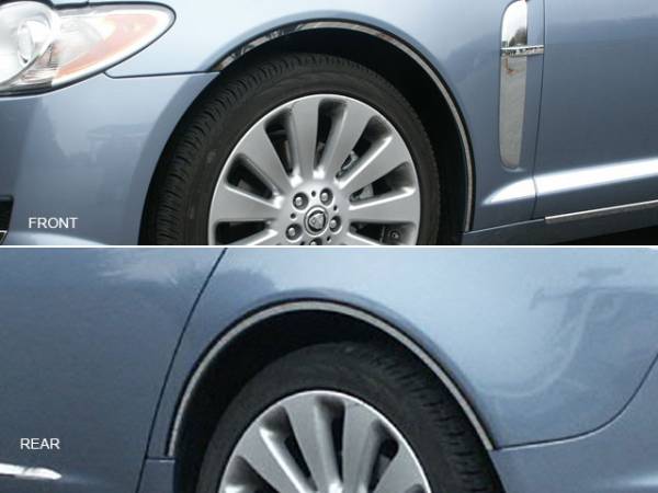 QAA - Jaguar XF 2009-2015, 4-door, Sedan (4 piece Stainless Steel Wheel Well Accent Trim With 3M adhesive installation and black rubber gasket edging.) WQ29098 QAA