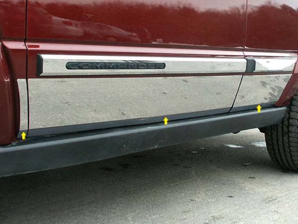 QAA - Jeep Commander 2006-2010, 4-door, SUV (6 piece Stainless Steel Rocker Panel Trim, Full Kit 7.833" Width Spans from the bottom of the molding to the bottom of the door.) TH46095 QAA