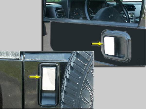 QAA - Jeep Wrangler TJ 1997-2006, 2-door, SUV (3 piece Stainless Steel Door Handle Accent Trim Set Includes two Front pieces and one Rear ) DH45090 QAA